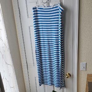 Blue and White Maxi Pencil Skirt for Casual Wear